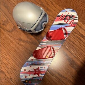 Team USA Kids Snowboard with Silver Helmet American girl accessories